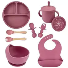 happimums silicon baby 8 in 1 table wear feeding set