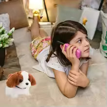 Simulated plush electronic dog, robotic dog, electronic pet that walks and barks, electric puppy toy, holiday gift