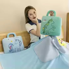 Cartoon Air Conditioner Quilt 2 In 1 Pillow Quilt Dual-use Office Nap Pillow Multifunctional Folding Blanket Car Cushion Pillow